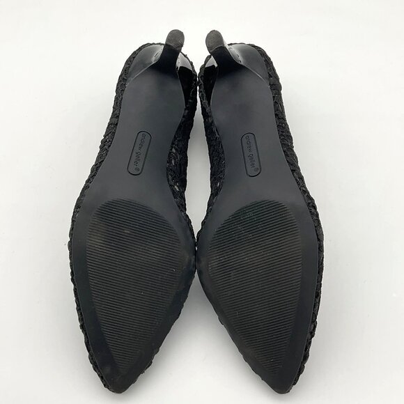 Andrew Geller Black Floral Lace Point Toe 3 Inch Heels Size 11M - Picture 7 of 9